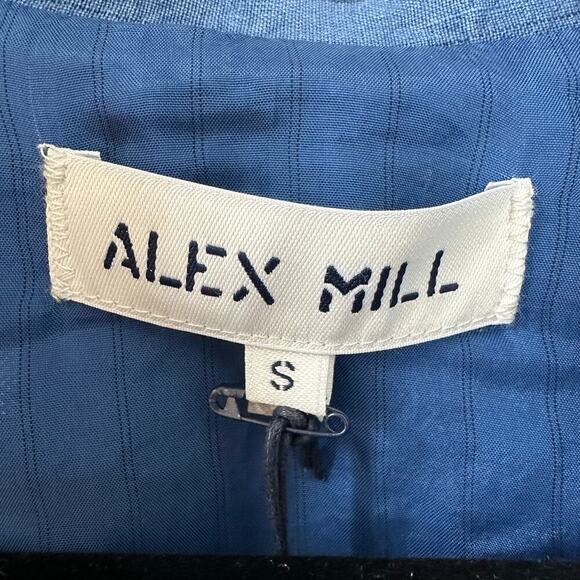 NWT Alex Mill Linen Pinstripe Boy Jacket Blazer Women's Indigo Blue Size Small - Picture 5 of 6